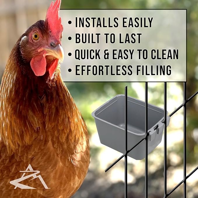 The ROP Shop 20-Pack - 16oz Gray Cage Cups for Feed & Water for Poultry Ducks, Birds, Hamsters