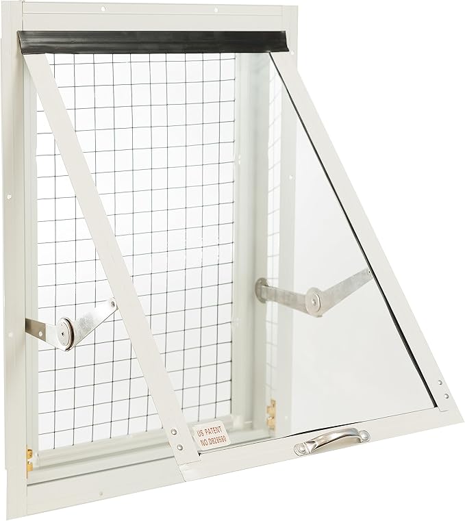 Chicken Coop Window 14" W x 21" H, Flush Mount Tilt Out White for Chicken Coops, Sheds, and Playhouses 1 PK (WCC1421W-BX1)