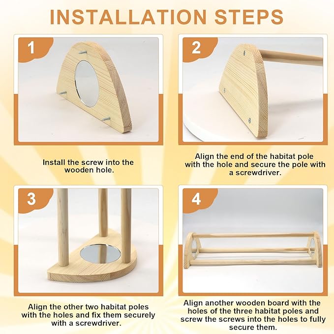 Chicken Perch with Mirror Roosting Bar for Baby Chicks Chick Jungle Gym Roosting Bar Strong Wooden Baby Chick Perches