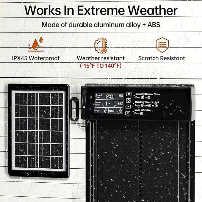 Waterproof Aluminum Alloy Solar Chicken House Door Remote Control Aluminum Chicken Door with with Timer Light Sensor