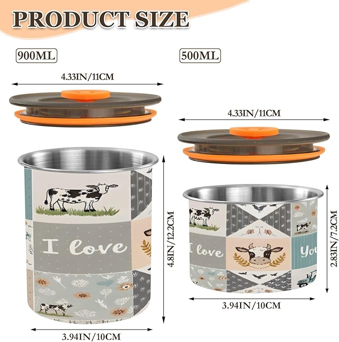 Love Farm Cows Coffee Canister 30oz Stainless Steel Airtight Food Storage Container with Lid for Beans/Cereal Preserval