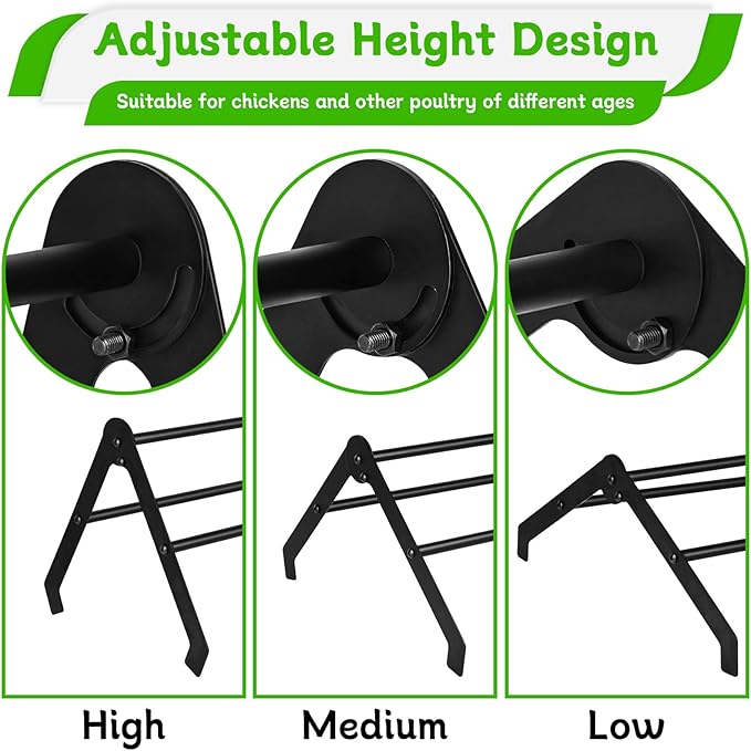 Makerfire Adjustable Chicken Perch for Coop, Metal Roosting Bars for Chickens in Coop, Baby Chick Perch Toys for Brooder, Training Perch Ladder for Large Bird, Parrot, Hens, Macaw (Large)