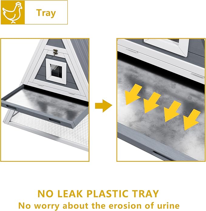 Large Chicken Run Coops with Nesting Boxes Outdoor for 4-6 Chickens Wooden Duck Rabbit Hen House A-Frame Quail Pens with Wire Fencing and Weatherproof Roof for Backyard, Farm, Yard(Extremely Stable)