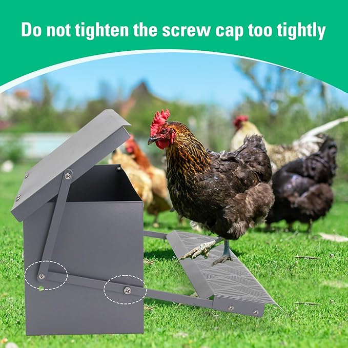 Automatic Chicken Feeder Metal Treadle Trough 15lb Outdoor Rainproof for Chickens, Bantams, Poultry, Pheasants