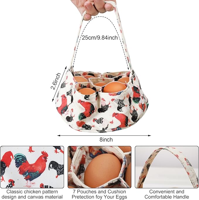 2 Pcs Egg Collecting Apron Chicken Egg Gathering Basket with 7 Pouches Holding Apron with 15 Pockets
