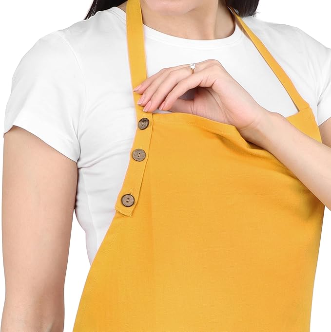Kitchen Apron Cotton Waterdrop Resistant with adjustable Aprons for Women with Pockets 9 Color option Cooking