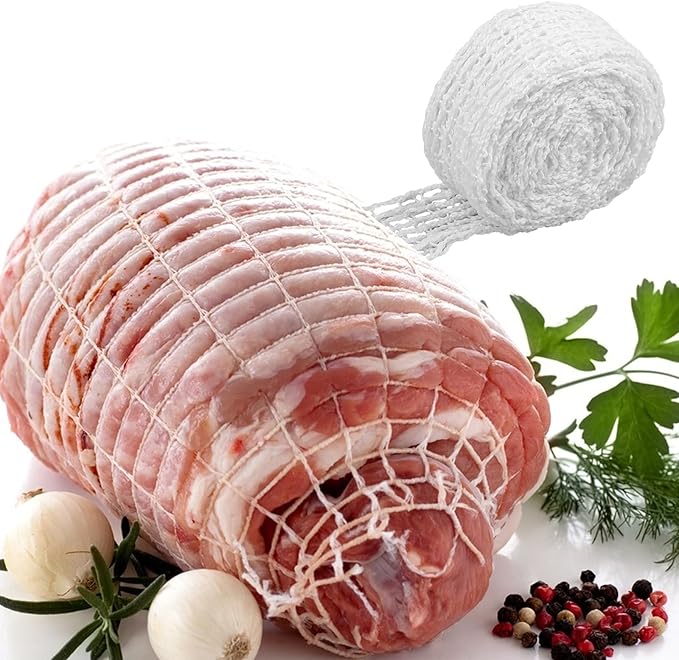 Meat Netting, 16.4ft Butchers Twine for Cooking Meat, Butchers Twine Roll Size 18 Meat Netting Smoked Meat Poultry Ham Beef Netting for Cooking, Sausage Making