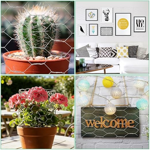 Floral Chicken Wire for Craft, 4 x 118 Inch Lightweight Mesh Netting with Plier,Gloves,Ties, 2mm Thickness Chicken Wire Fence Netting for Garden Poultry, Protect Plant, DIY Craft