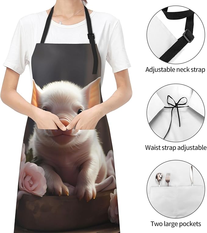 Dogs and Roses Heavy Duty Waterproof Apron with Pockets for AdultsResistant Grilling, Gardening, Painting