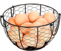 Wire Egg Basket with Handle, Farmhouse Metal Egg Holder Vintage Chicken Egg Collecting Basket Container Countertop Round Rustic Fruit Baskets