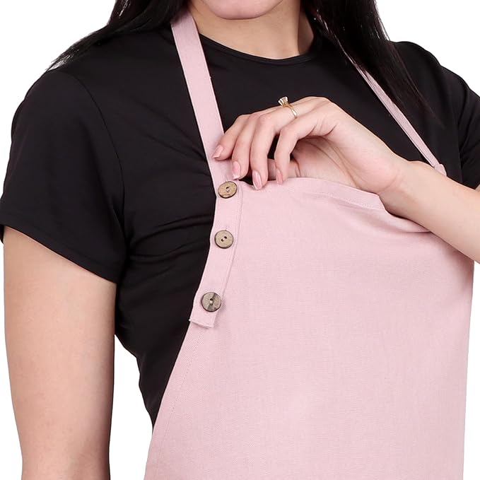 Kitchen Apron Cotton Waterdrop Resistant with adjustable Aprons for Women with Pockets 9 Color option Cooking