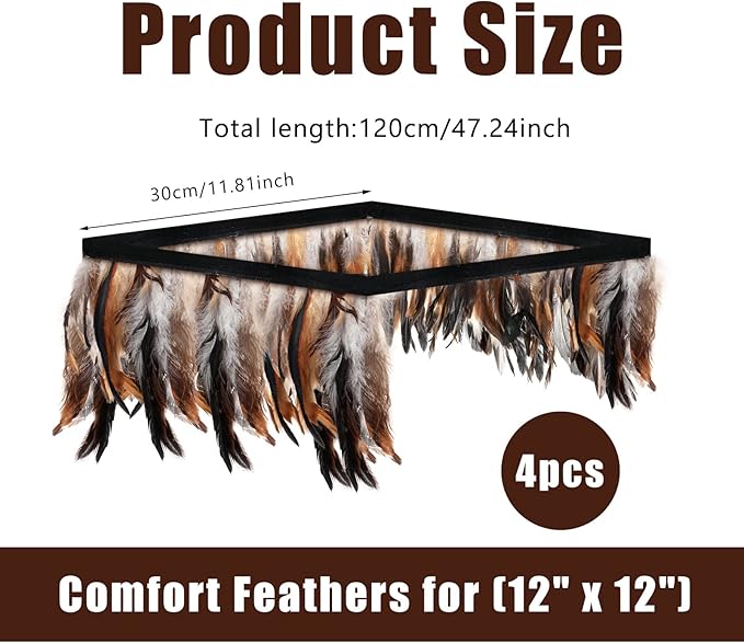 Jutom 4 Pieces Comfort Feathers for Chick Brooder 12 x 12 Inch Chick Brooder Heating Plate Feathers Skirt Chicken Brooder Box Supplies Baby Chicken Coop Warmer Poultry Incubator Heater Plate