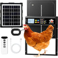 Automatic Chicken Coop Door Solar Powered with Timer, Light Sensor, Remote Control, LCD Display, Aluminum Alloy 4 Auto Modes Wide Chicken House Door, Anti-Pinch, Weatherproof, USB Backup, Black