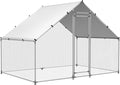 Large Metal Chicken Coop Chicken Pen with Water-Resident and Anti-UV Cover Walk-in Poultry Cage Chicken Runs for Yard with Cover Duck Rabbit Dog House Outdoor