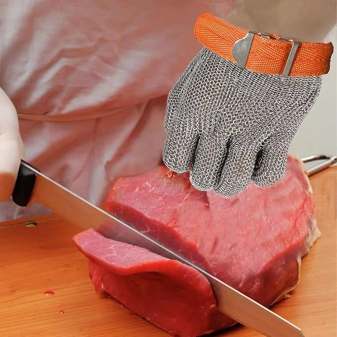 Metal Mesh Gloves - Stainless Steel Mesh Chain Cutting Gloves for Meat and Food Processing