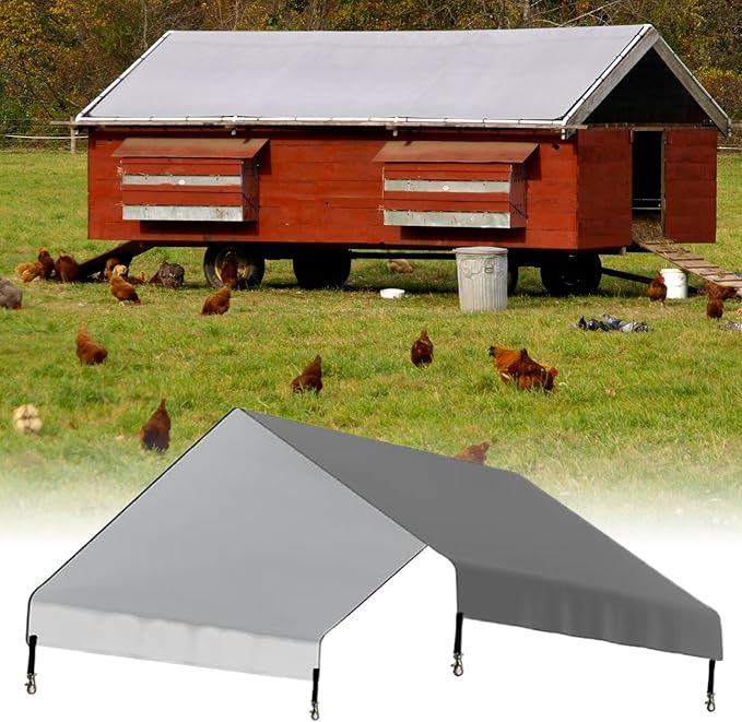 Tarp for Chicken Coop - 145x110cm Waterproof Shade Cover, Strong Poultry Shelter Canopy, Long Lasting Exterior Protection Screen Yard | Garden Balcony Apartment Fence Weatherproof Replacement Use