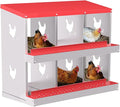 Chicken Nesting Boxes, 6-Compartment Metal Egg Laying Box with Swing Perch and Secure Lid – Versatile Wall Mount or Free Standing Suitable for Various Chicken Breeds -red