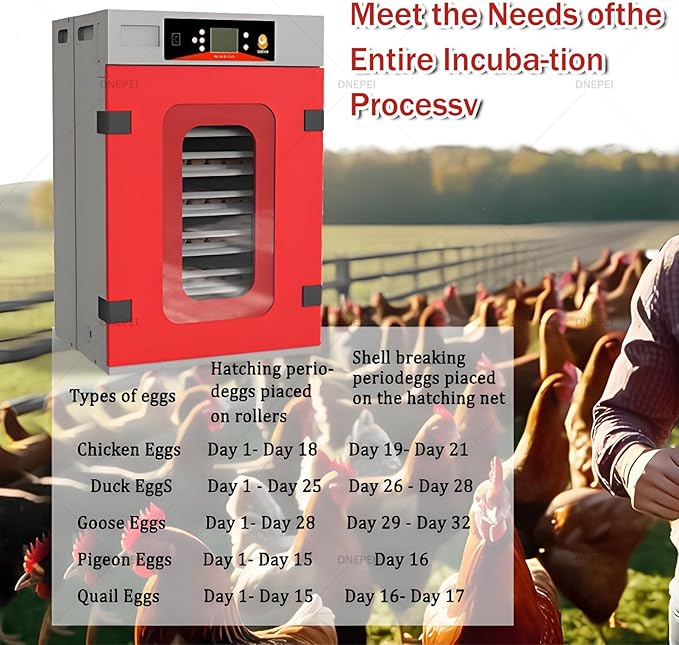Automatic Digital Incubator for 400 Eggs, Smart Microcomputer Control, 360° Roller Flipping, Auto Cooling & Humidity - Professional Hatcher for Diverse Poultry and Bird Eggs