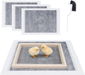 Chick Brooder Pads Kit with 4 Hatchling Liners, 1 Wooden-Frame Metal Grid Tray and 1 Cleaning Brush, Odor-Control Brooder Maintenance Kit, Keeps Feed and Water Clean, for Baby Chicks