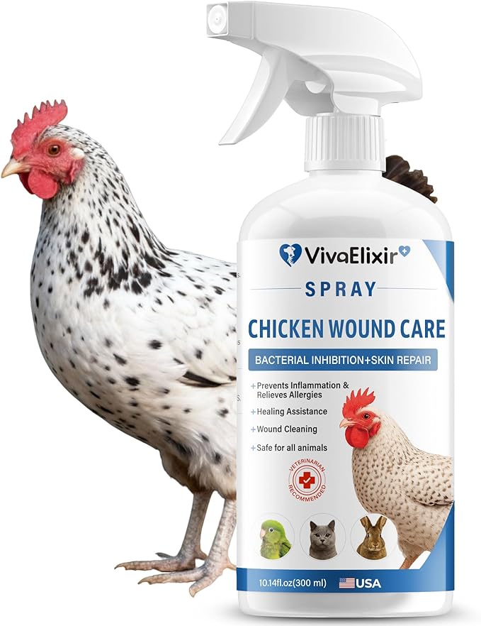 Chicken Wound Spray – Poultry Care & Healing Aid for Wounds, Pecking Injuries, Bumblefoot, Cuts & Burns – Skin Repair for Vent Prolapses – 300ml