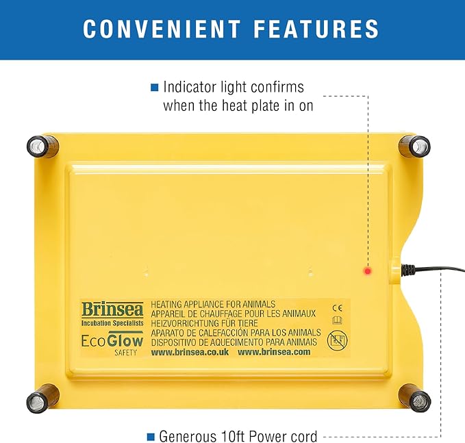 Brinsea Ecoglow Safety 600 Chick or Duckling Brooder, Adjustable Height & Angle Brooder Plate, Ideal for Chicken Coops Poultry Heating with Safety Indicator, 12 Watts