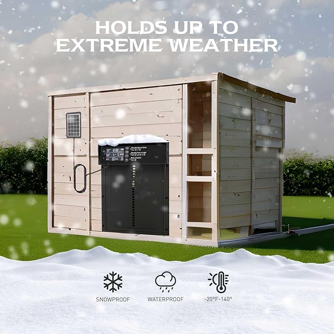 Automatic Chicken Coop Door Solar Powered, LCD Display Chicken Door with Timer & Light Sensor, Remote Control & 4 Modes, Anti-Pinch, Weatherproof