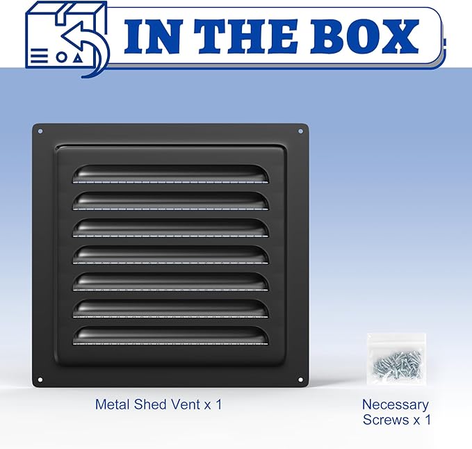 Chicken Coop Metal Wall Vent, 6" x 6" Metal Shed Vent with Built-in Screen for Anti-Debris, Louver Vent Grille for Chicken Coop, Hen House, Poultry Cage, Rabbit Hutch, Black