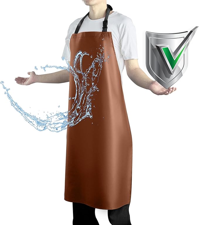 Waterproof Apron with Comfortable Adjustable Bib Rubber Vinyl Dishwasher Heavy Duty Apron for Men Women Dishwashing