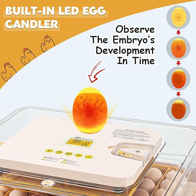 Sailnovo Incubators for Hatching Eggs 56 Egg Incubator with Auto Egg Turning and Auto Humidification, Temperature Control, Incubator for Chicken Duck Quail Eggs, Perfect for Lab School Farm