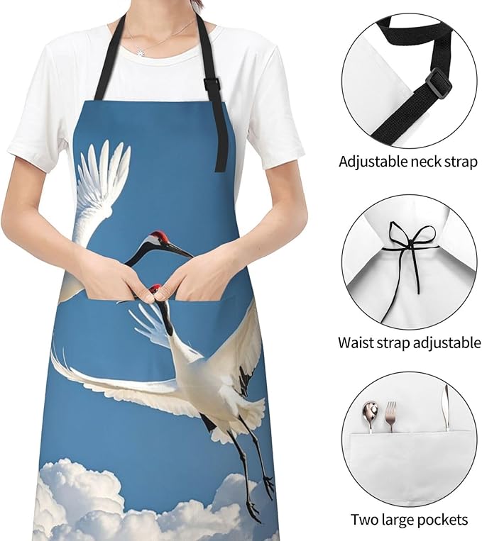 Waterproof Apron Adjustable Bib for Women Men Tractor farm Cooking Aprons Chef Bibs with 2 Pocket