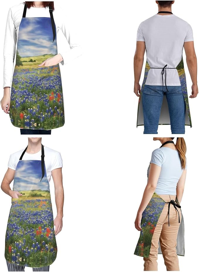 Kitchen Aprons for Men Women Waterproof Apron with 2 Pockets Whale Tail Apron Adjustable Bib Aprons
