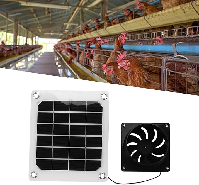 20W Solar Powered Exhaust Fan Kit, Portable 6 Inch Solar Fan with Protective Net for Pet Chicken House Ventilation