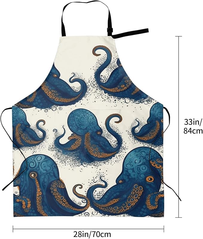 Aprons for Women with Pockets Waterproof Apron Adjustable Bib Turquoise Blue Gold Marble Apron Chef Apron