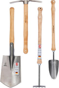 IDEALSPATEN Small Garden Tool Set Collection - 4 Piece Set - Panzer Field Shovel, Heidelberg Hand Mattock, Hanover Hand Rake, Lübeck Hand Shovel