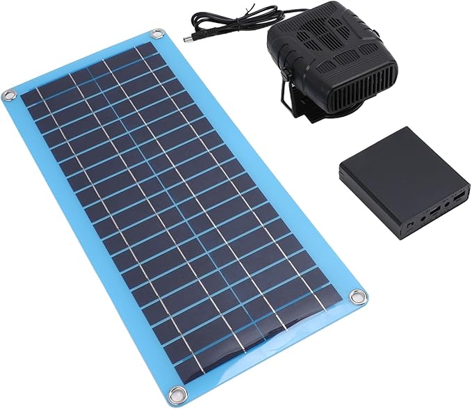 Solar Heater with Monocrystalline Solar Panel, 30w Adjustable Solar Powered Space Heater for Pet House Car Camping Chicken Coop Dog House, Rapid Heating, Portable