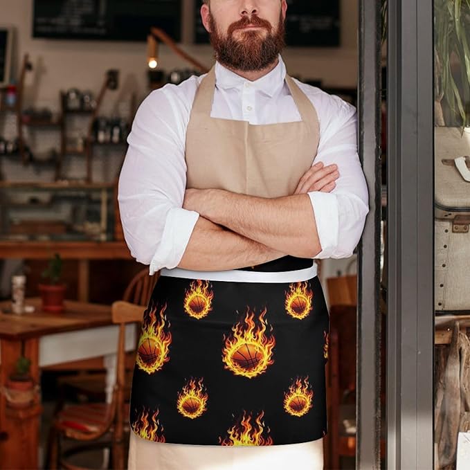Server Apron with 3 Pockets Waist Waiter Waitress Half Apron Short Aprons