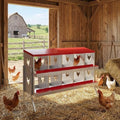 Chicken Nesting Boxes for Chickens, 10 Compartments Metal Roll Away Nest Box for Chicken Coop, Eggs Laying Boxes, 2 Layer for Chicken Coops, Duck Coops and Hens, Red