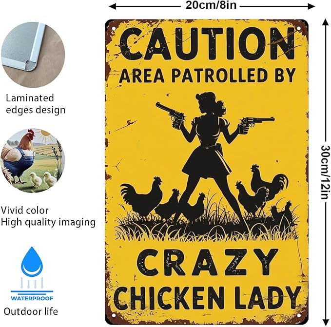 8 Pack Chicken Coop Signs, Funny Metal Farm Decor Outdoor, Rustproof Vintage Signs for Chicken Lovers, Farm House Personalized Gifts for Yard Fence Decor 12x8 Inches