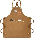 Chef Apron for Men Women Canvas Aprons with 3 Pockets Cross Back Resistant Work Apron for Cooking
