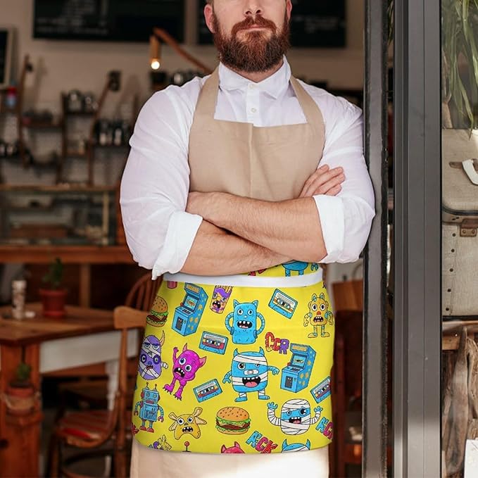 Unisex Half Waiter Waist Short Apron Waterproof Chef Works Waitress Aprons