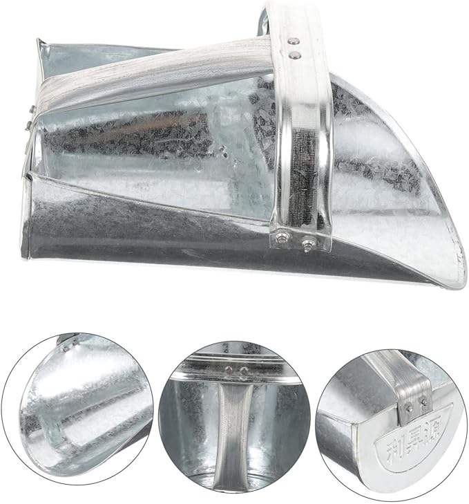 POPETPOP Stainless Steel Feed Scoop for Livestock Large Heavy Duty Food Shovel Ergonomic Handle for Farm Use Poultry and Animal Feeding
