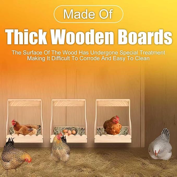 Wood Chicken Laying Eggs Boxes,Single Compartment Hens Nesting Box(13.75" L x 13" W x 14.5" H),Big Duty Laying Nest Box for Duck Birds Poultry, Easy Assembly