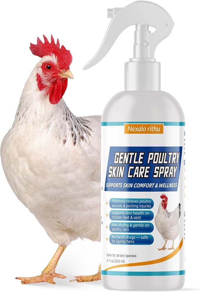 Poultry Care Spray – Chicken Wound Spray for Pecking Sores, Foot Injuries, Bumblefoot, Vent Prolapse, Minor Cuts & Irritations, Safe Wound Care for Chickens, Ducks, Turkeys & Geese, Easy to Use, 10 oz