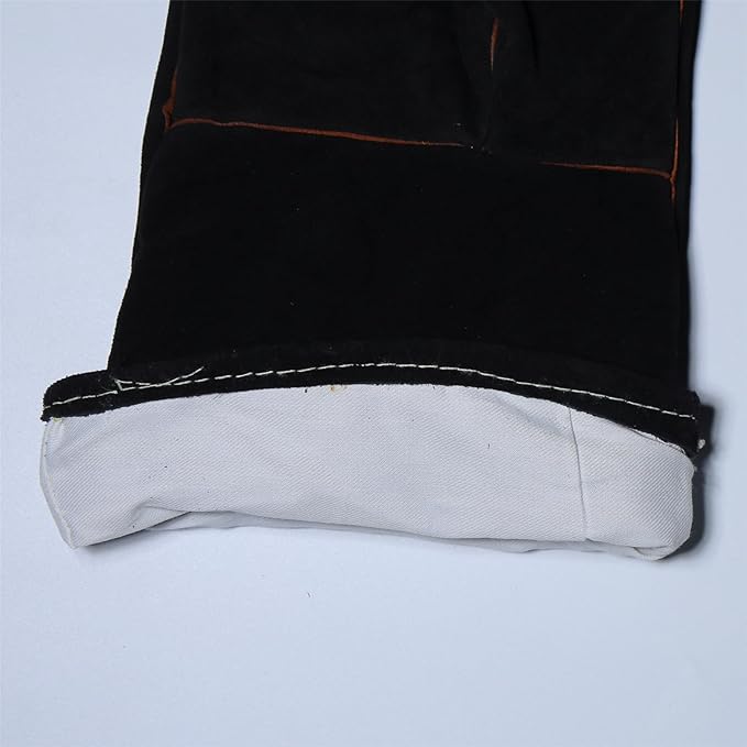 Black Welding Gloves Bite Proof Glove Animal Handling (1Pair) 14 inch Leather for Gardening Work Cat Dog Scratch