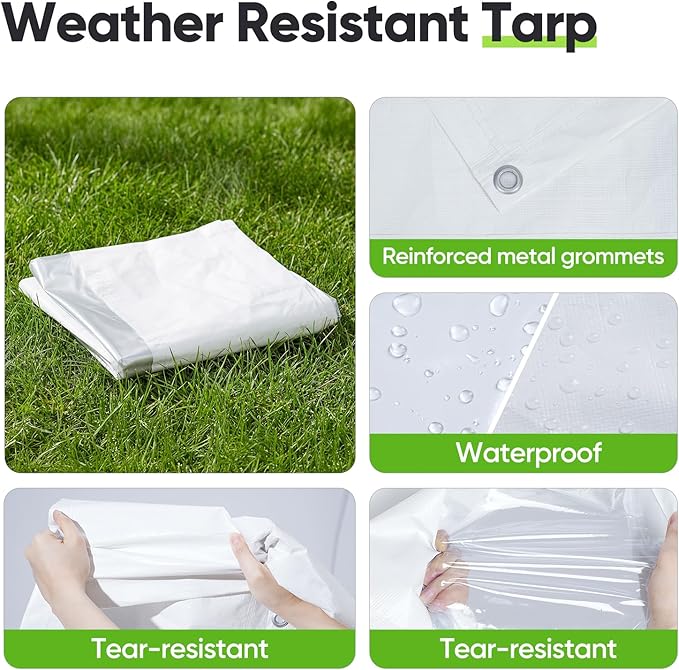 Quictent 8.9x6.5 FT Chicken Coop Cover Heavy Duty Winter Wrap with Window, Waterproof Chicken Run Tarp, Full Enclosure Insulation, 12 Ball Bungees (Back Panel)