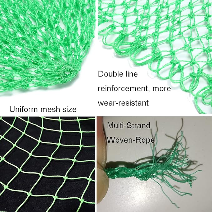 Fishing Net Replacement Netting Fishing Landing Net Replacement Net for Freshwater Saltwater Fishing Green 6 Sizes
