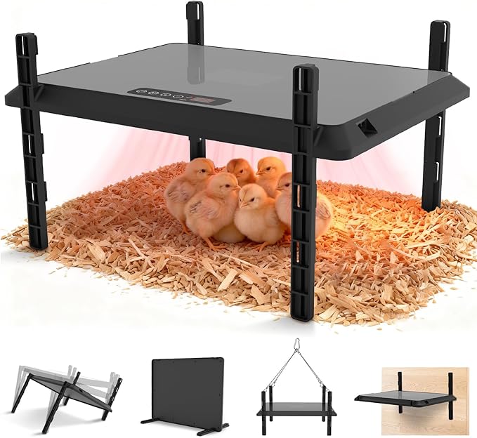 Smart Chick Brooder Heating Plate, Chicken Coop Heater, 75W Brooder Heater with Timer & Adjustable Thermostat, Radiant Heat Panel for Poultry, Energy-Efficient, UL-Compliant