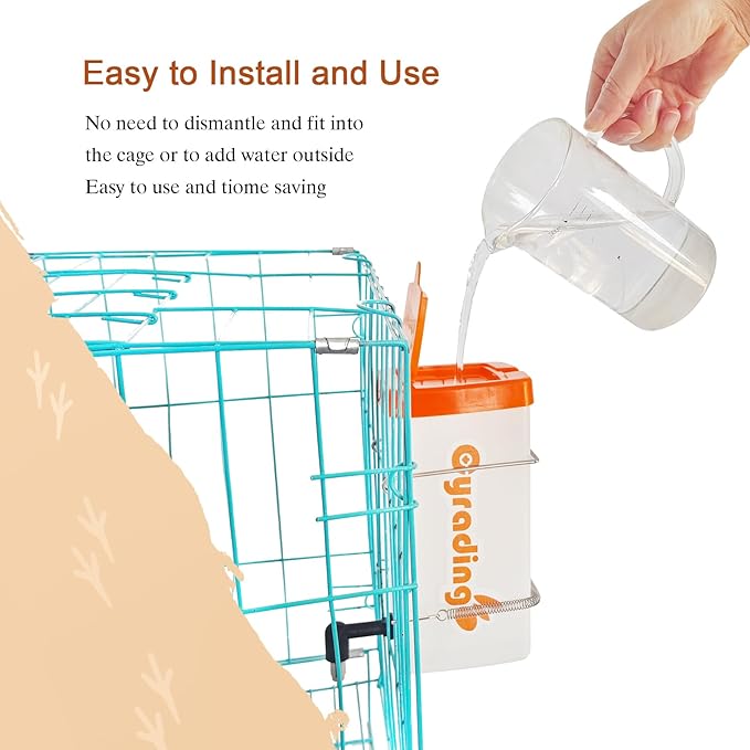 1L Hanging Automatic Waterer System Chick Drinker Cups Automatic Fill Poultry Watering Cup Used for Cage (Orange, 1)