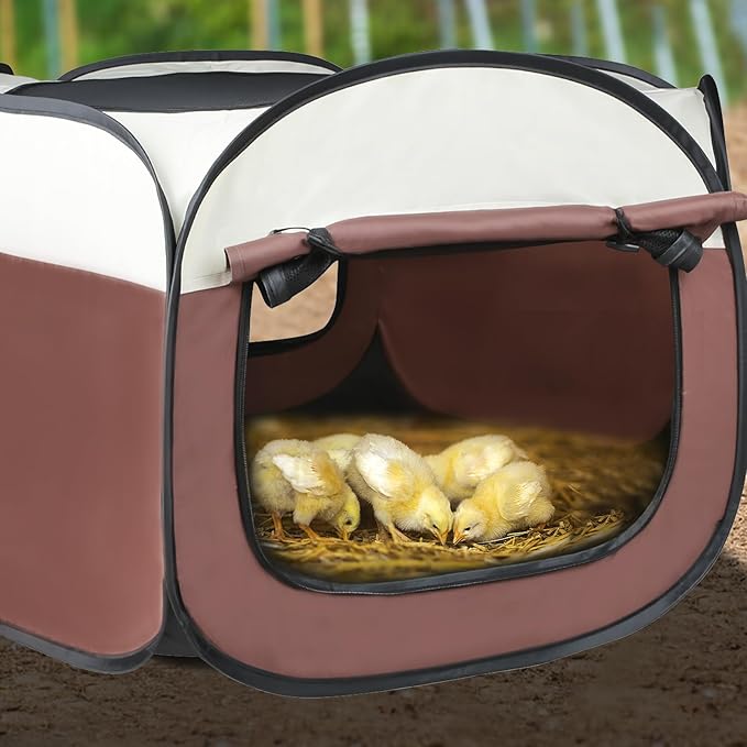 Chicken Brooder Box for Chick Starter Kit - 2026 Upgrade Double Door Chicks Brooder Pen/Chickens Playpen/Chick Tent Baby Chickens Supplies Up to 15 Baby Chicks,Duck,Quail