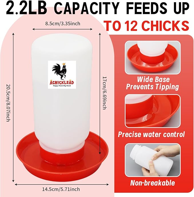 Chick Feeder and Waterer Set – Automatic 1L Chicken Feeder and Waterer for Baby Chicks, Ducks, and Quail – Brooder Starter Kit & Chicken Coop Supplies